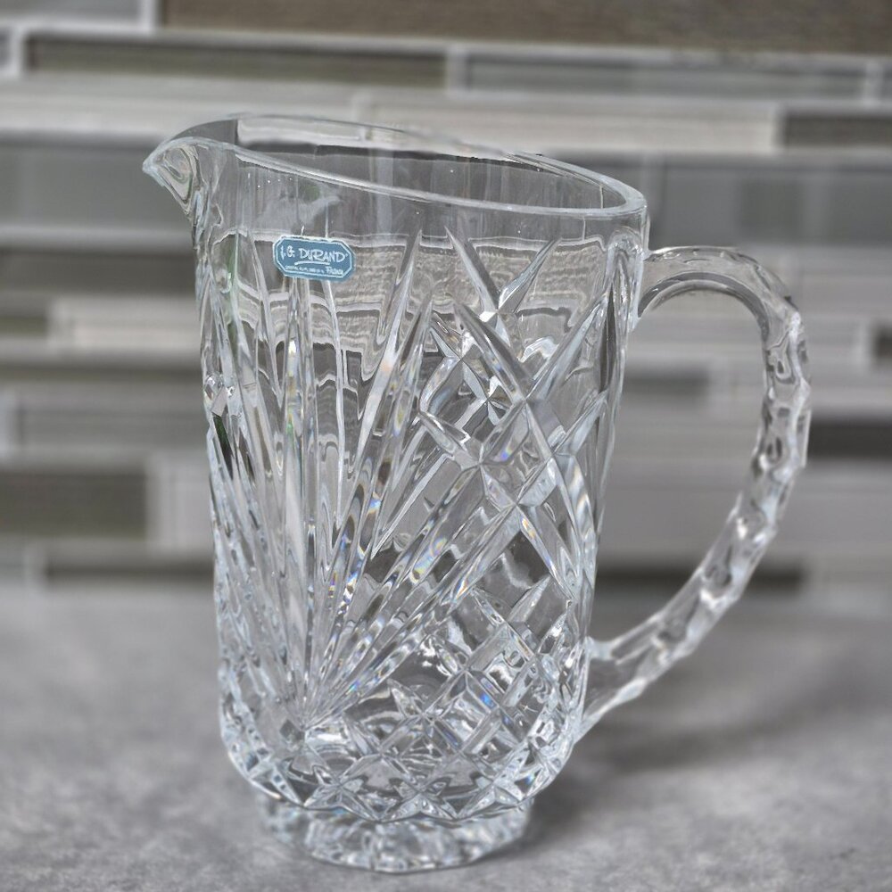 J G Durand Crystal 24% Lead Crystal France Pitcher Jug Villemont Pattern